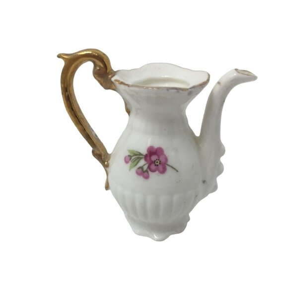 Vintage Miniature Fine Bone China Porcelain Tea Set- Tea Pot, Pitcher, Plate - Picture 10 of 16